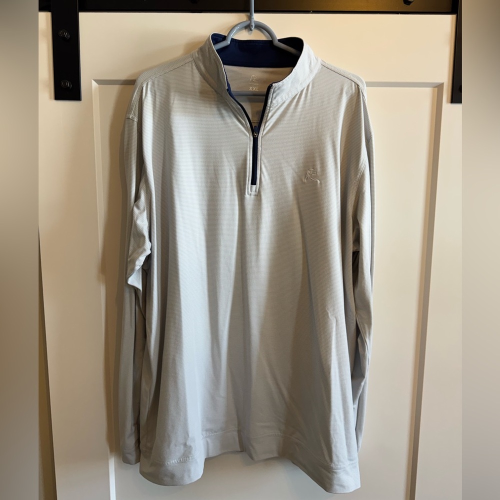 Rhoback Striped Performance Quarterzip - XXL - Gray/White